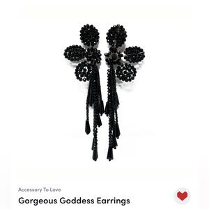 Elegant Black Beaded Floral Earrings